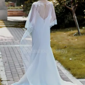 EMALZBY Boho Wedding veil, shoulder cape veil,tulle wedding cape