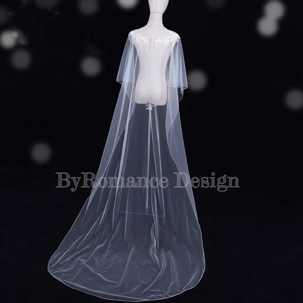 EMALZBY Boho Wedding veil, shoulder cape veil,tulle wedding cape