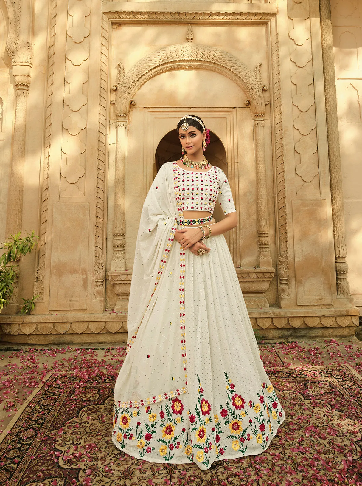 Exclusive White Color Thread Sequence Lehenga Choli
