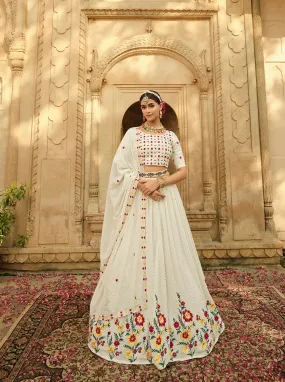 Exclusive White Color Thread Sequence Lehenga Choli