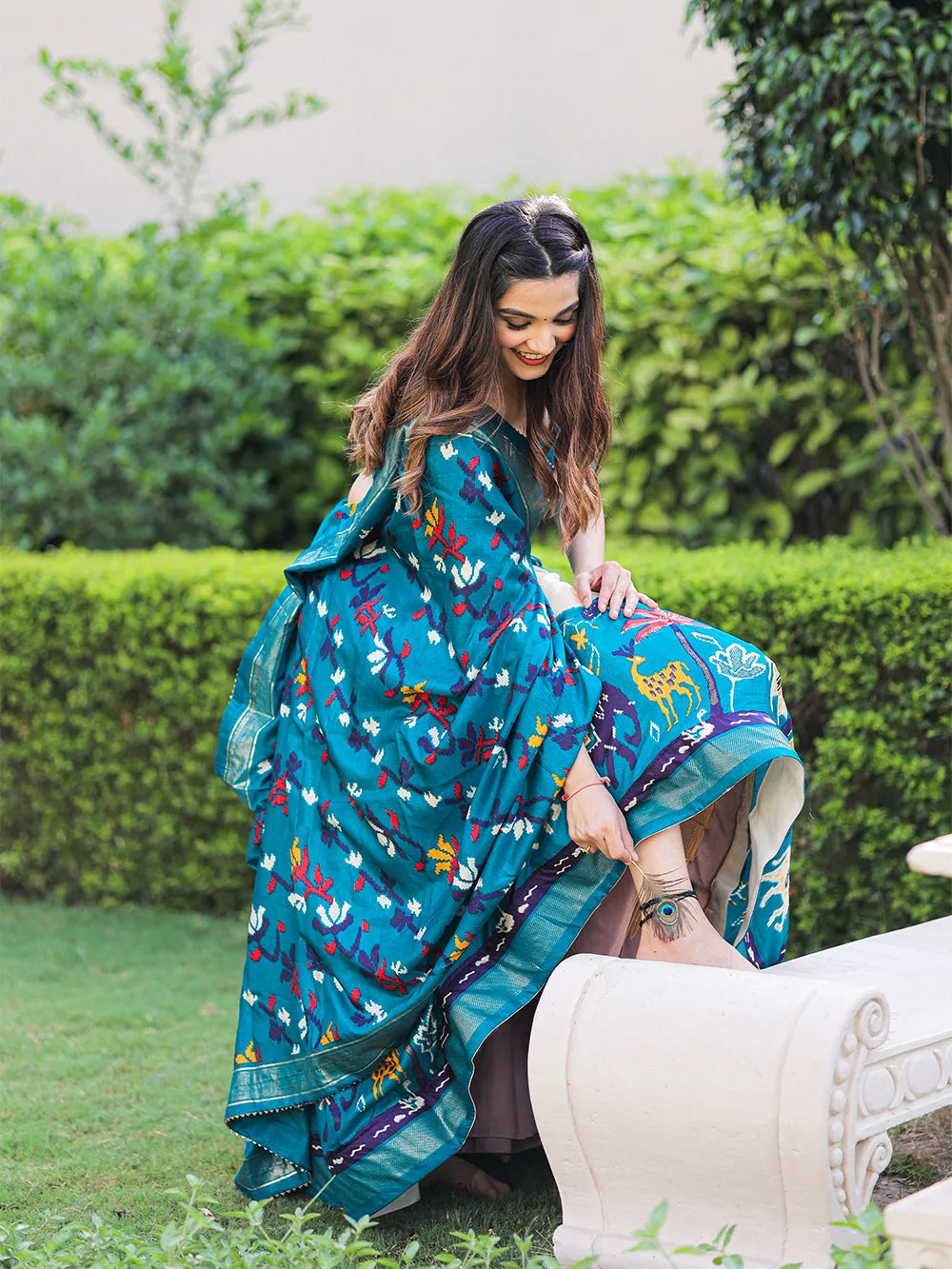 Firozi Color Printed With Foil Work Dola Silk Lehenga Choli