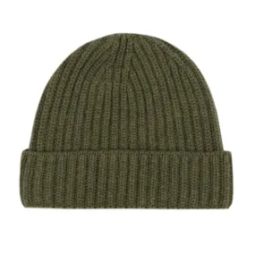 Fisherman Knit 8ply Cashmere Hat - Loden Mix