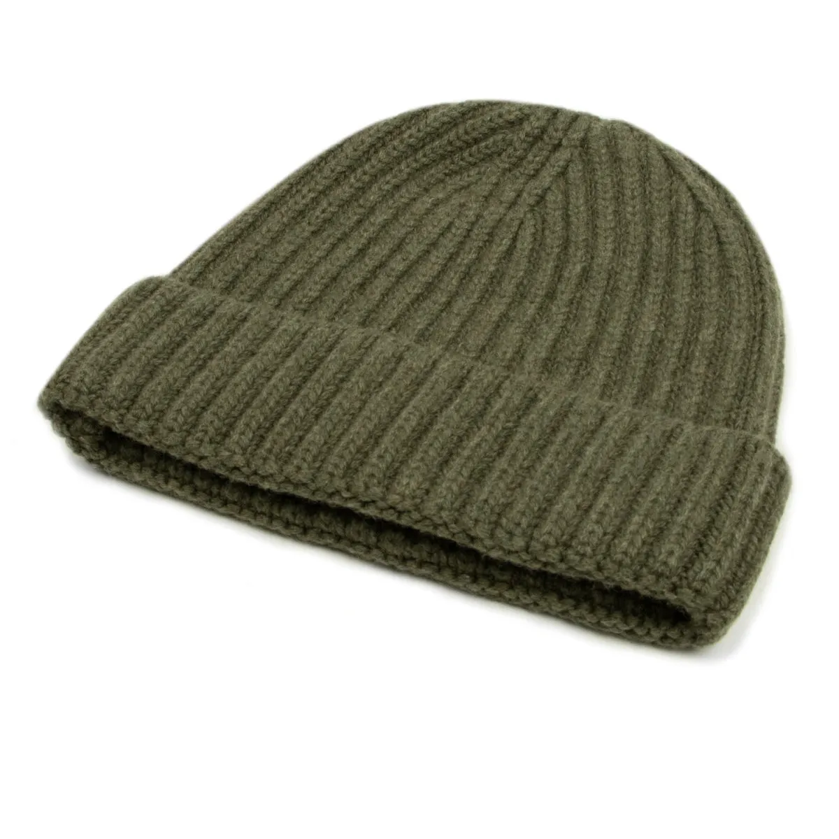 Fisherman Knit 8ply Cashmere Hat - Loden Mix