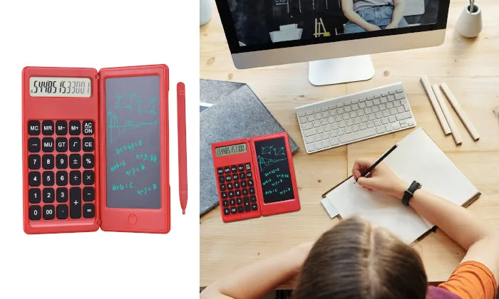 Foldable Calculator & 6 Inch LCD Writing Tablet
