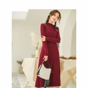 Form Fitting Long Sleeve Knit Sweater Dress
