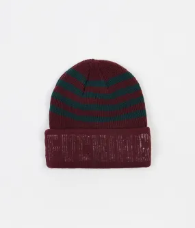 Fucking Awesome FA World Striped Cuff Beanie - Maroon / Green