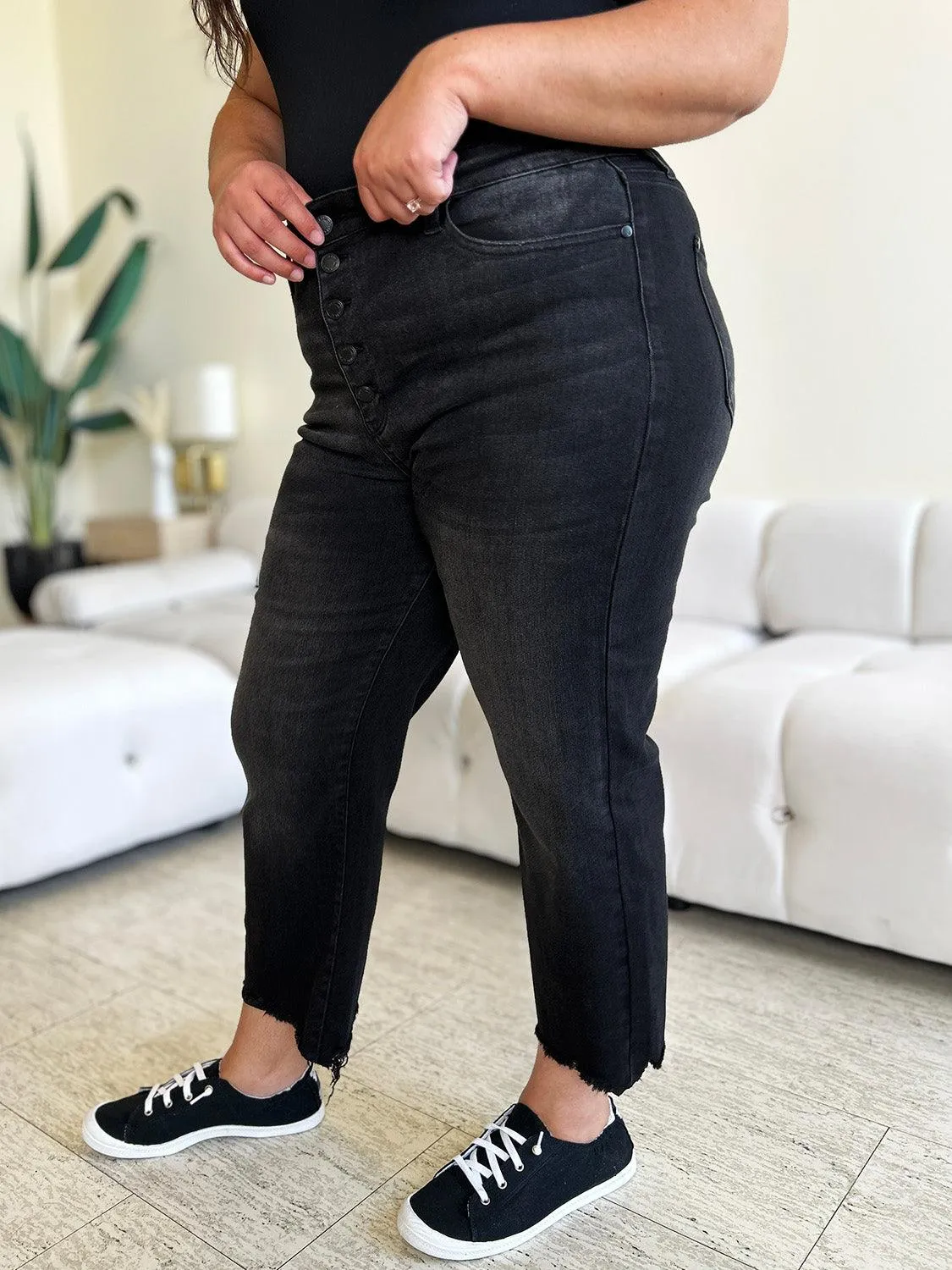 Full Size High Waist Button Fly Jeans