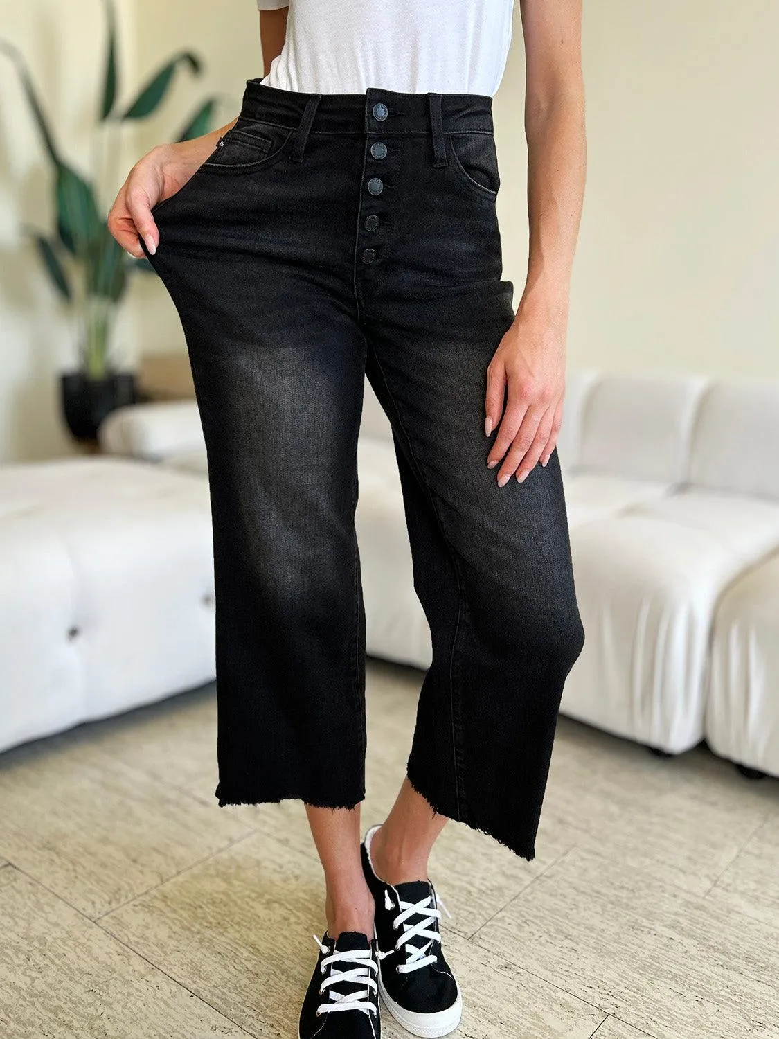 Full Size High Waist Button Fly Jeans