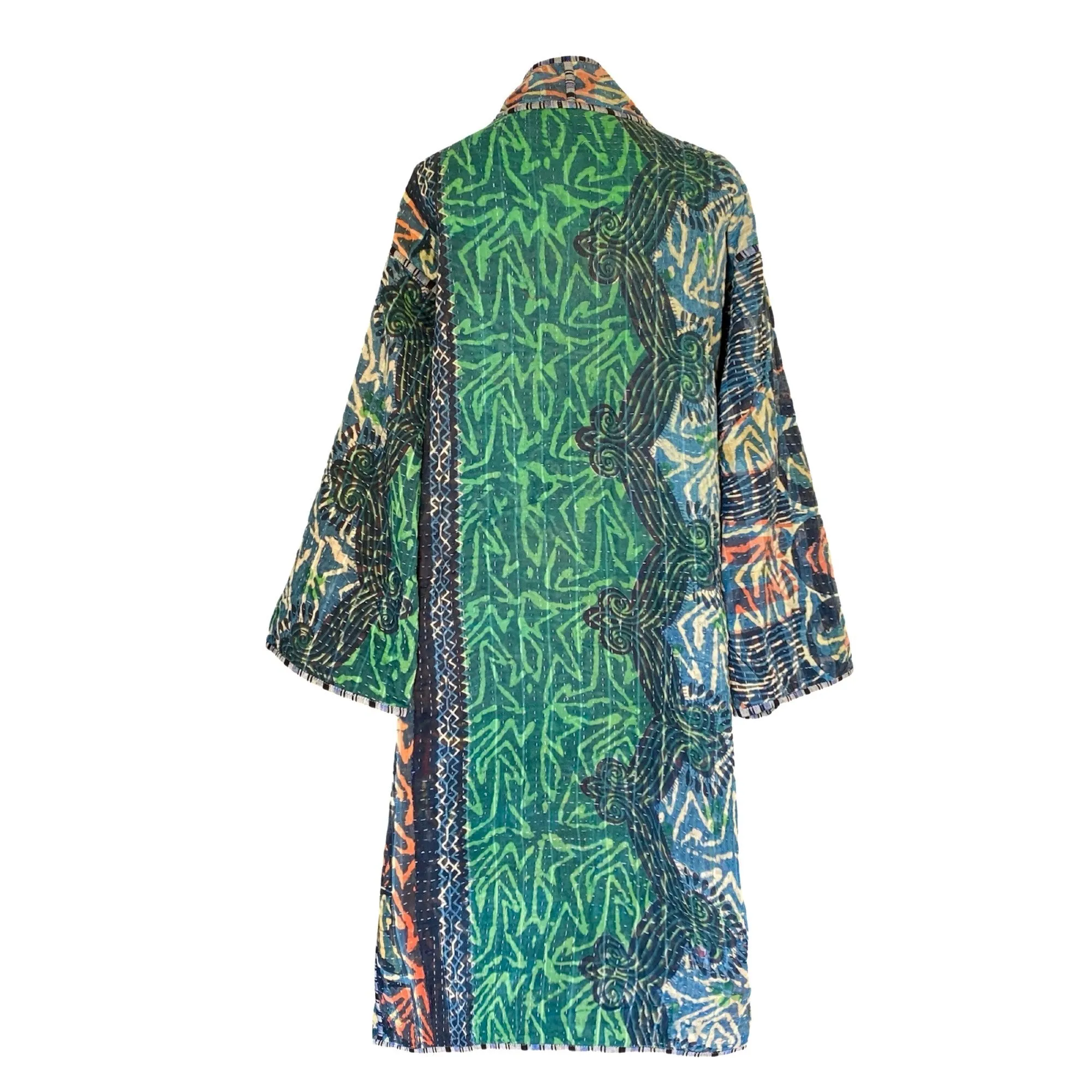 Ganika Indigo Quilted Kantha Coat Vintage  ONE OF KIND