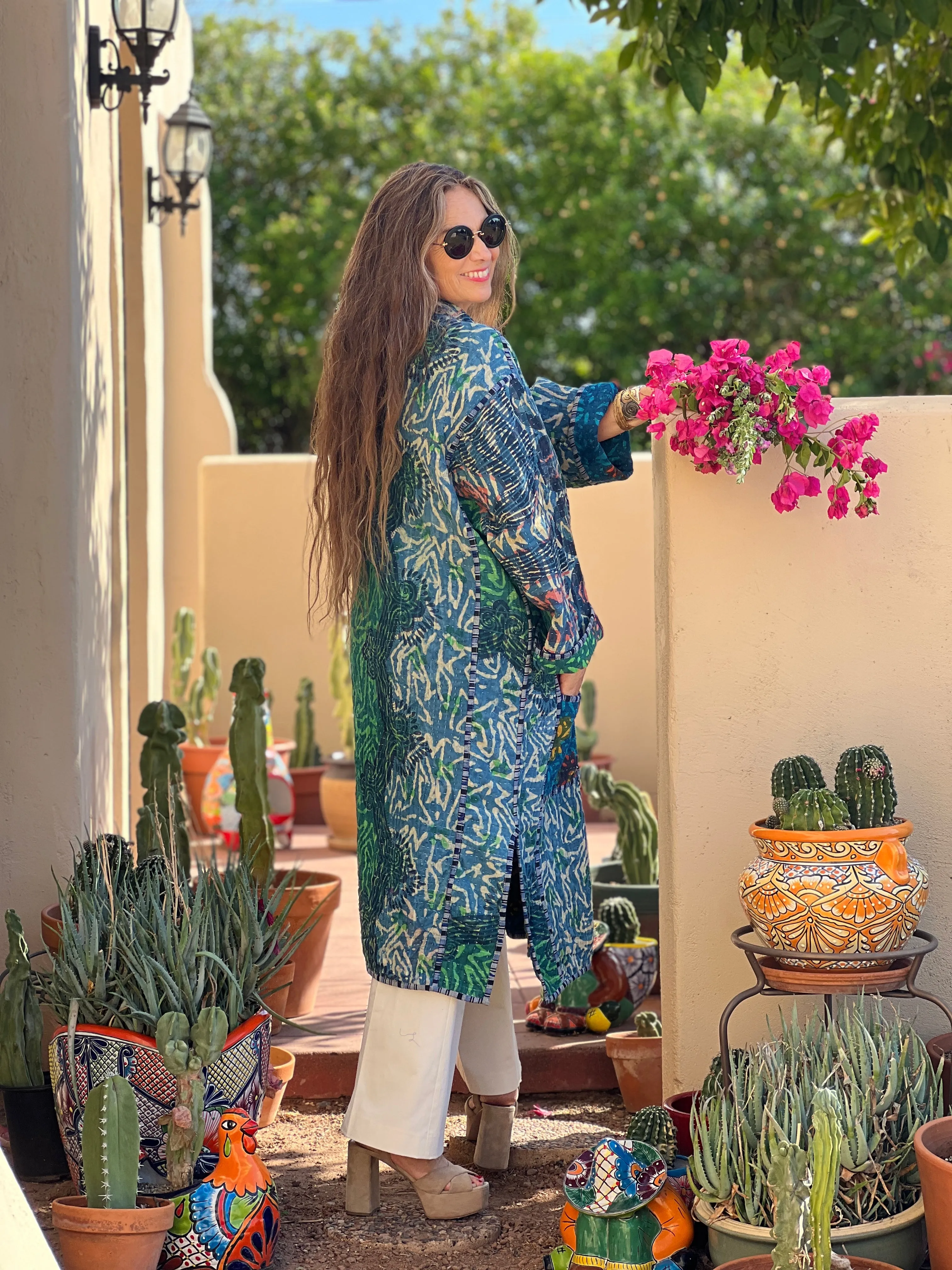 Ganika Indigo Quilted Kantha Coat Vintage  ONE OF KIND