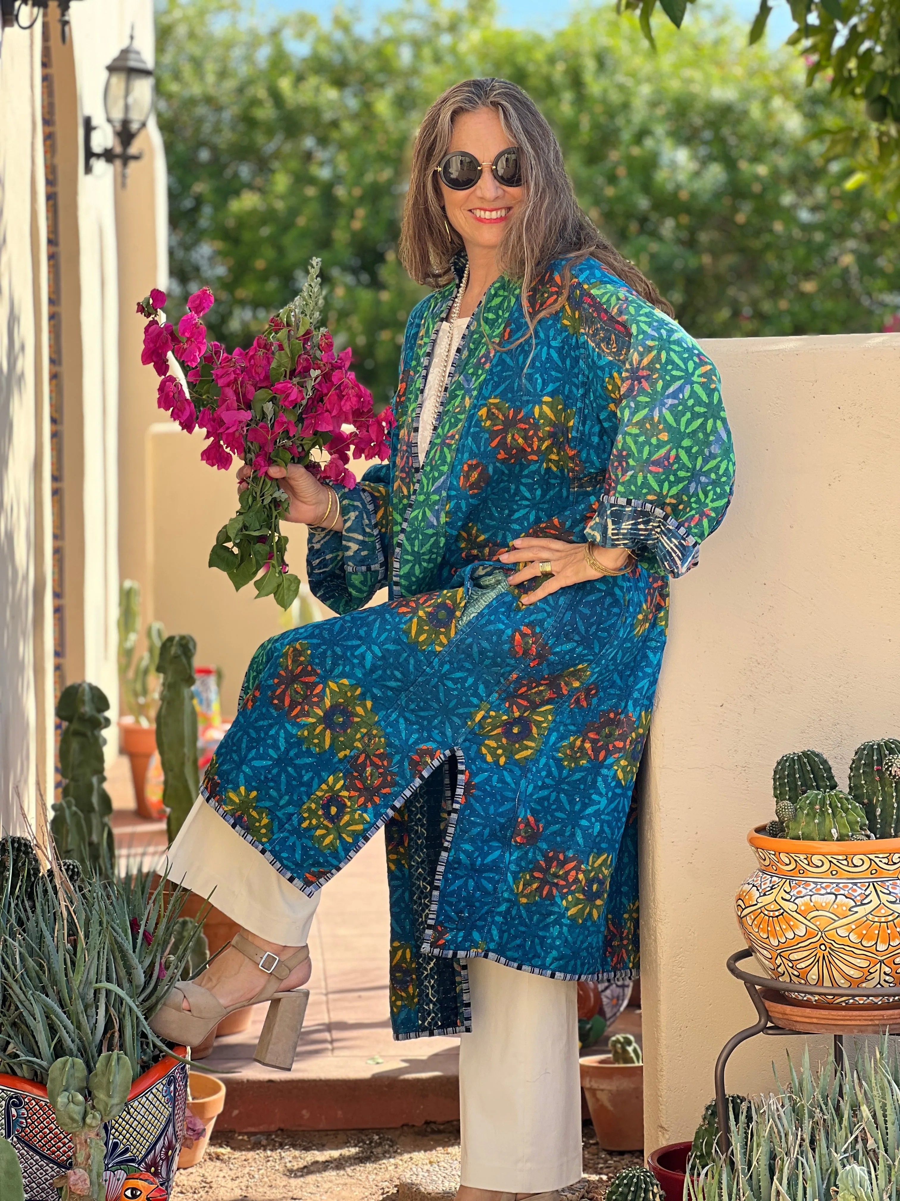 Ganika Indigo Quilted Kantha Coat Vintage  ONE OF KIND