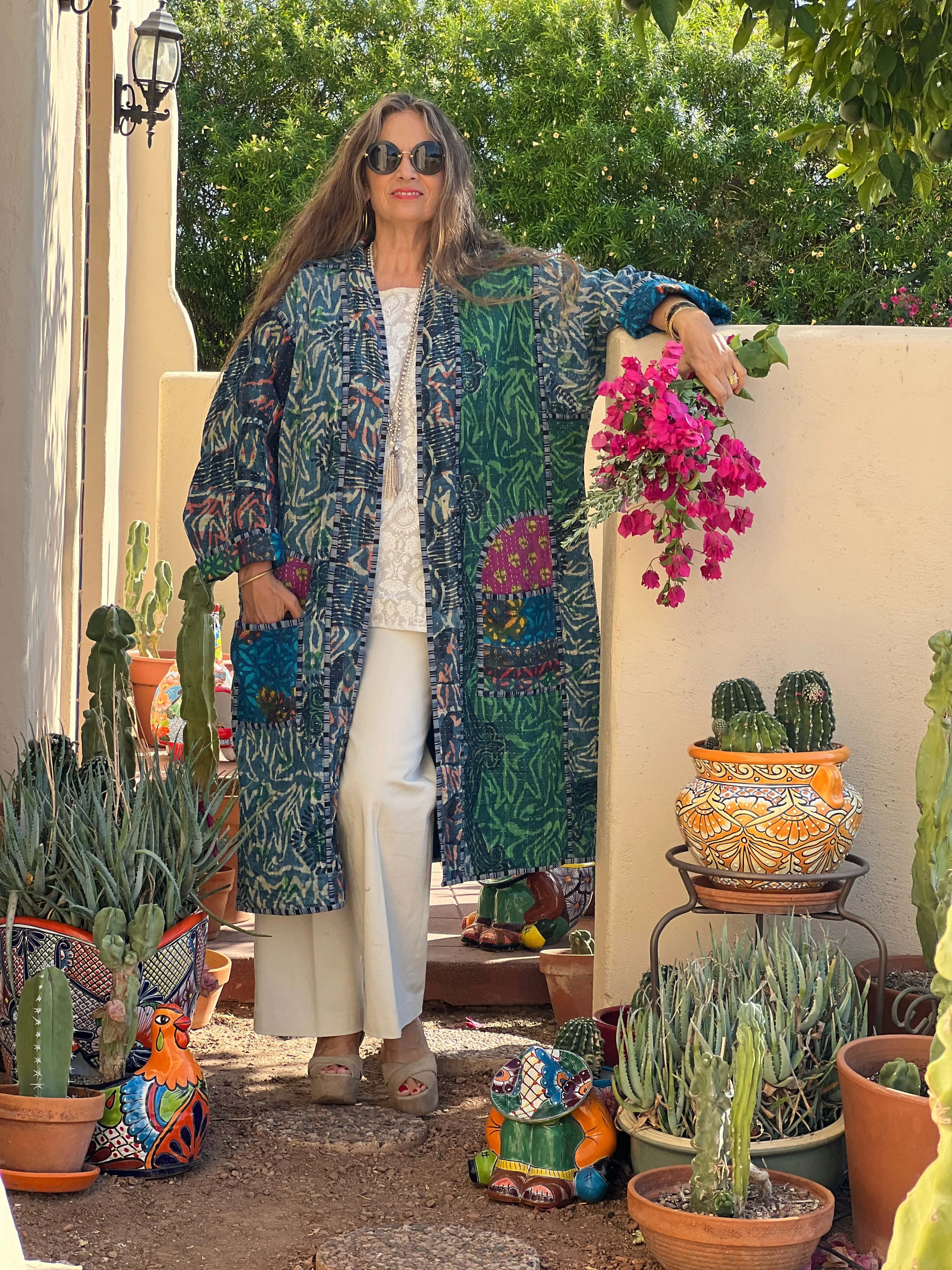 Ganika Indigo Quilted Kantha Coat Vintage  ONE OF KIND