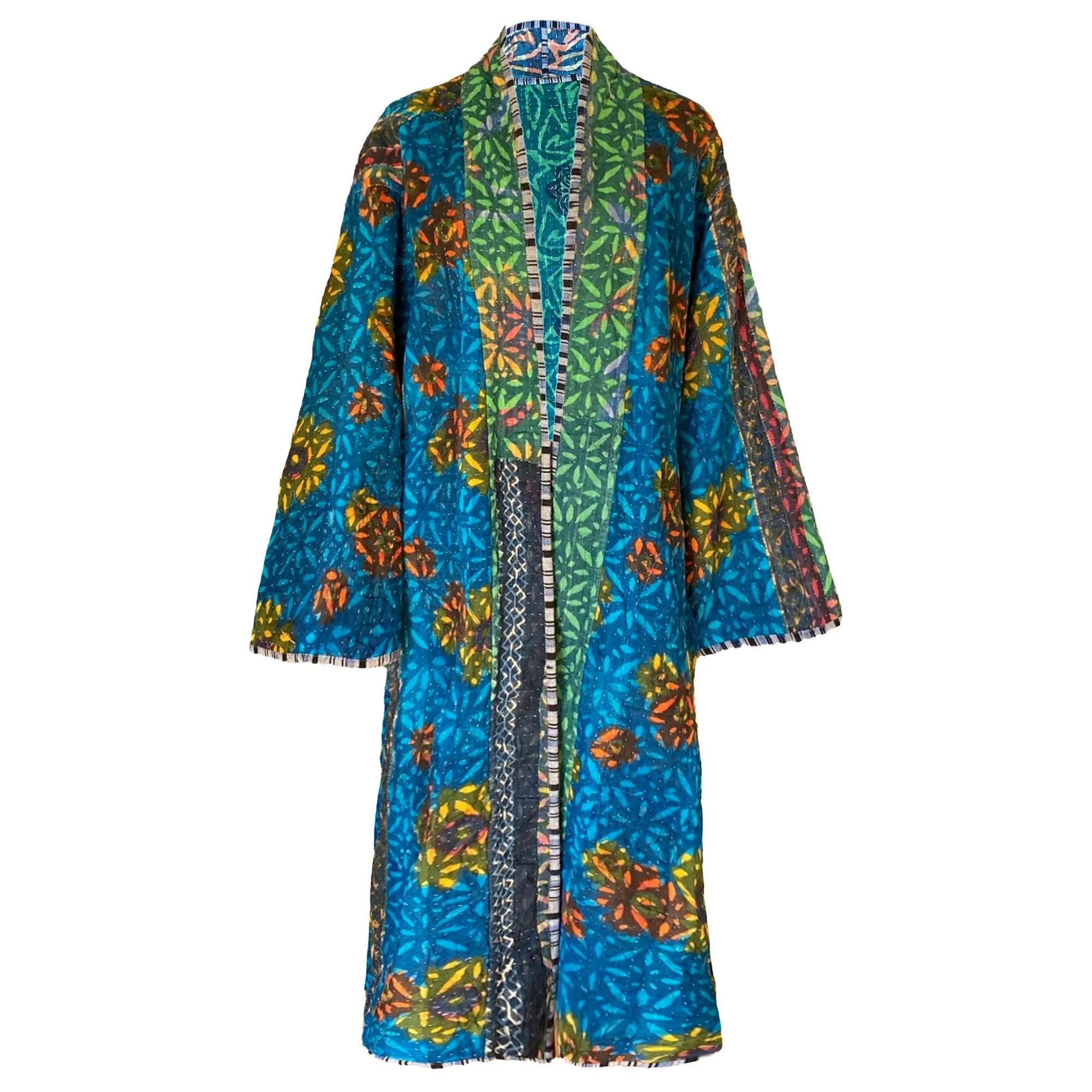 Ganika Indigo Quilted Kantha Coat Vintage  ONE OF KIND