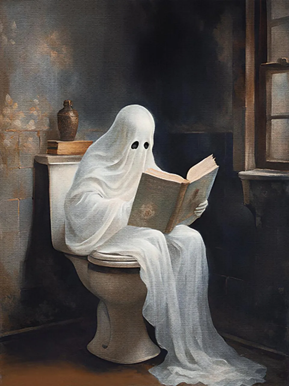 Ghost Bathroom Stories Framed Sign