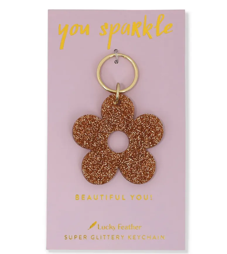 Glitter Flower Keychain