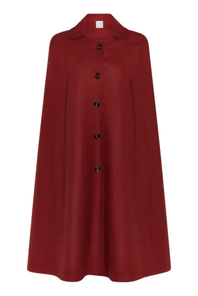 Grace Elegant Burgundy Round Collar Cape