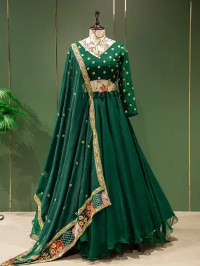 Green Color Simple Georgette Lehenga Choli