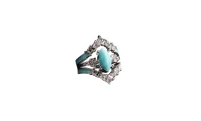 Green Jade and Diamond Three-Piece Ring Set
