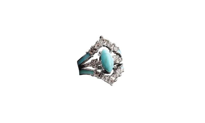 Green Jade and Diamond Three-Piece Ring Set