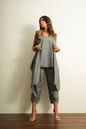 Grey Embellished Cotton Shrug