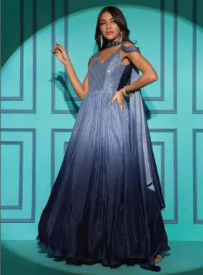GREY SILK CAPE GOWN - RENT