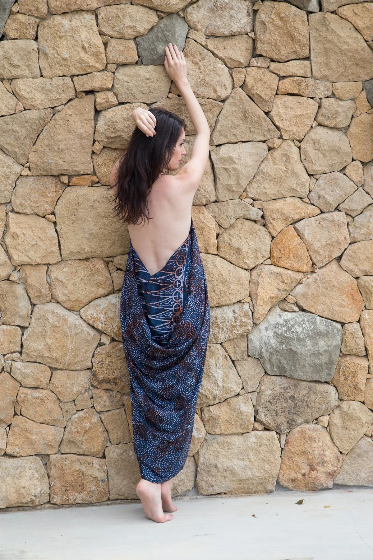 Gypsy Jumpsuit in Batik Montauk Navy Rust Mosaic