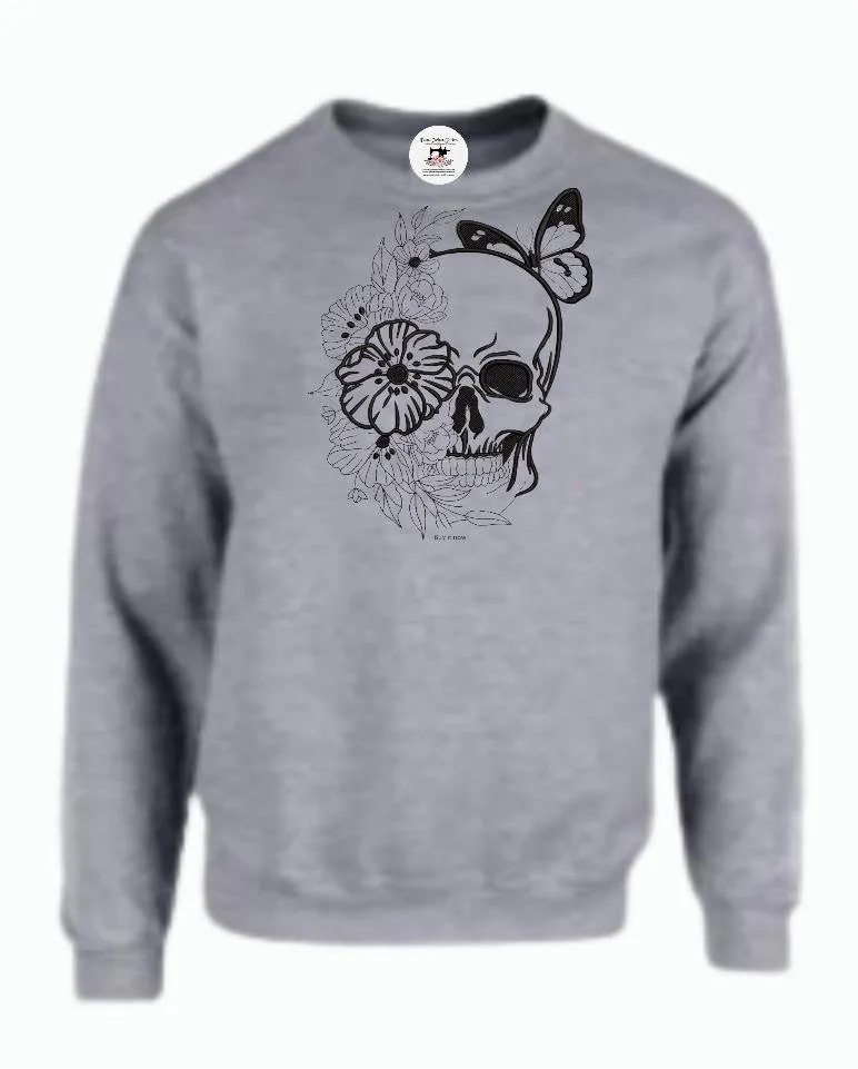Halloween  Spooky Skull Butterfly Adult Unisex Sweatshirt