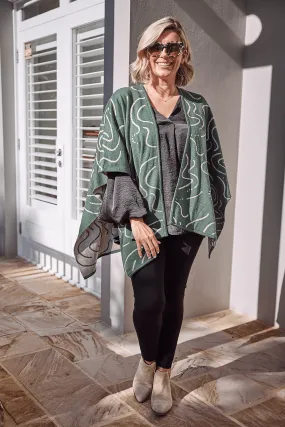 Hollie Wrap Ivory and Emerald Swirls