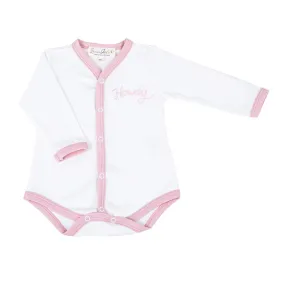 Howdy! Embroidered Front Snap Bodysuit - Dusty Rose