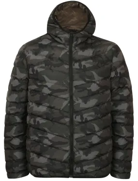 Humberstone Quilted Puffer Jacket In Grey Camo - Dissident