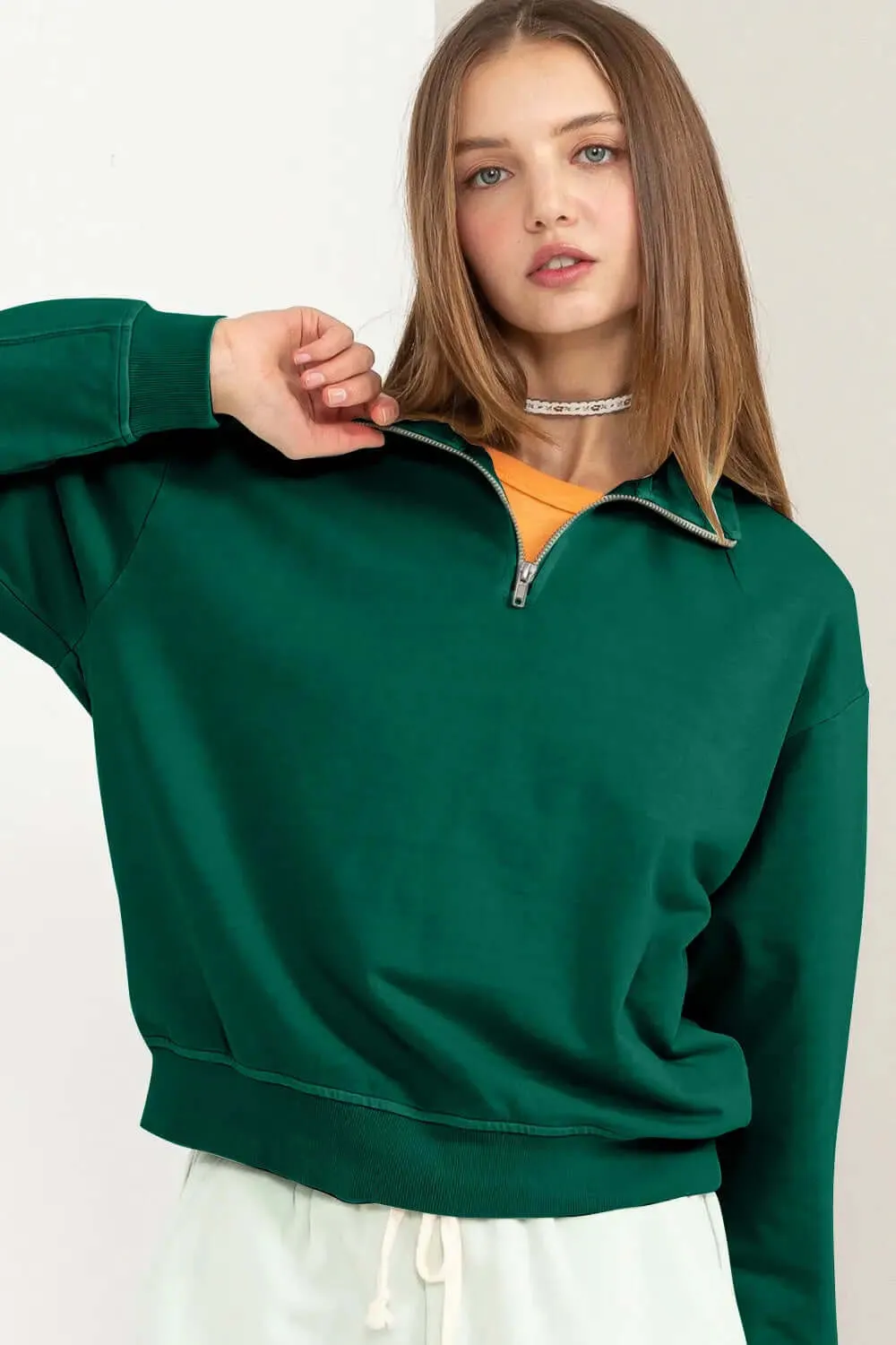 HYFVE Drop Shoulder Half Zip Sweatshirt