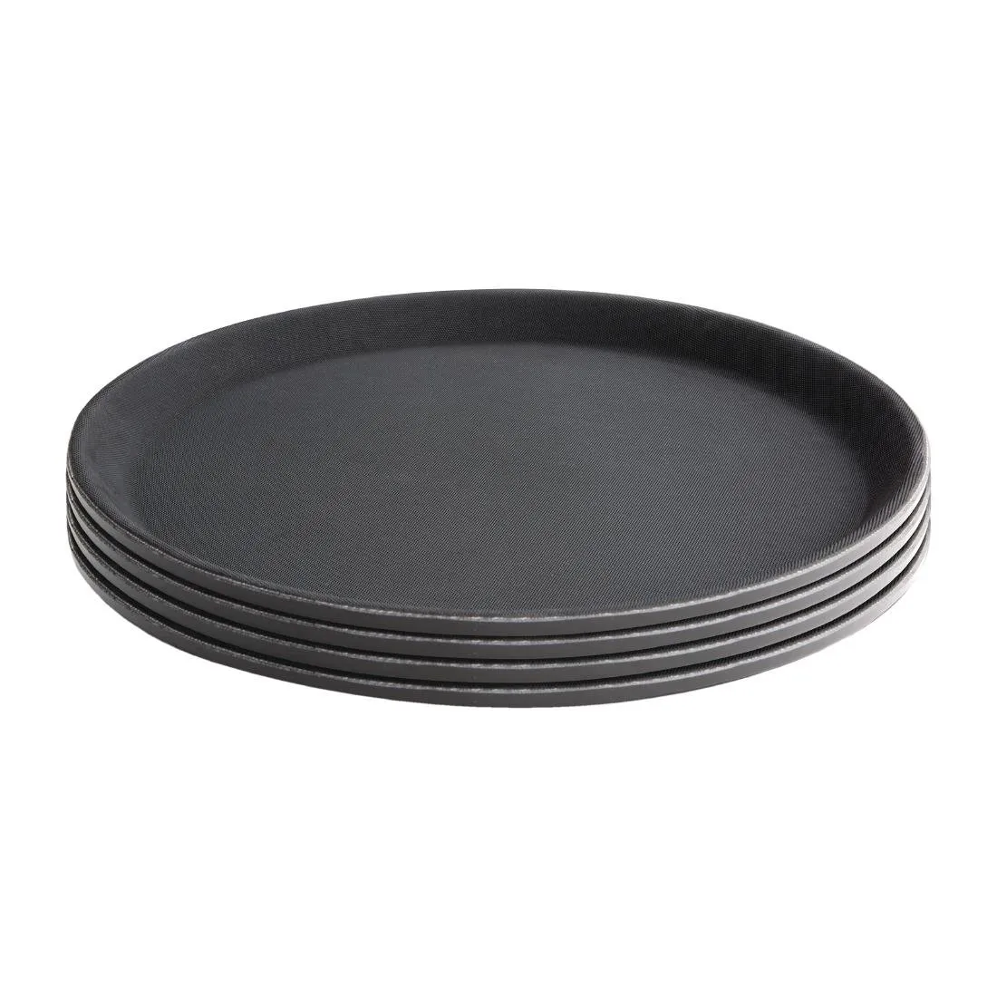 J845 Kristallon Fibreglass Round Non-Slip Tray Black 280mm