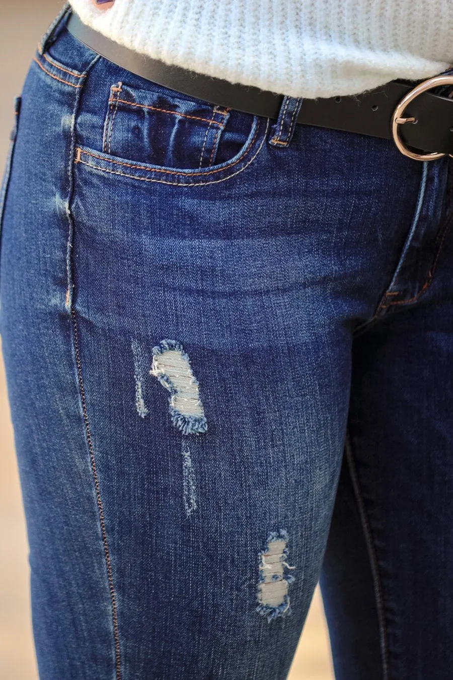 Jace Dark Distressed Skinny Jeans