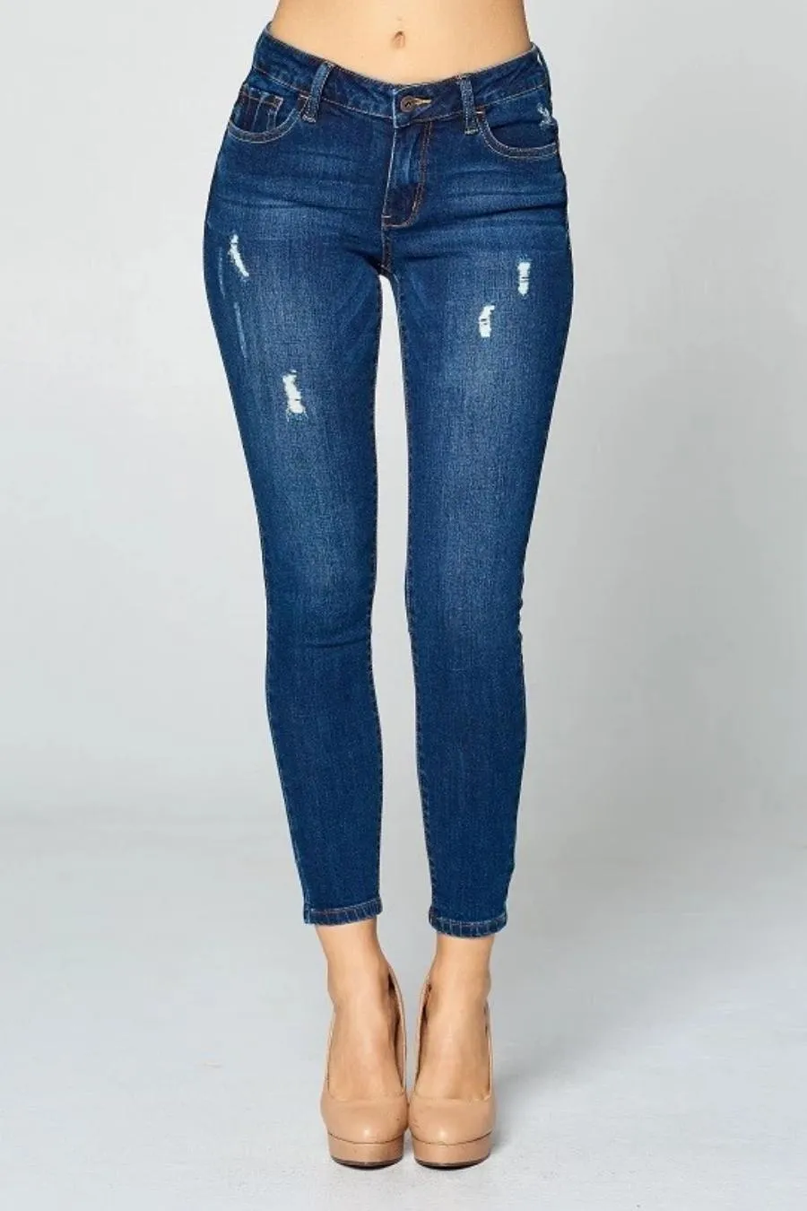 Jace Dark Distressed Skinny Jeans