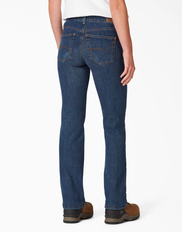 Jeans - Dickies Women's Perfect Shape Straight Leg Stretch Denim Jeans FD146