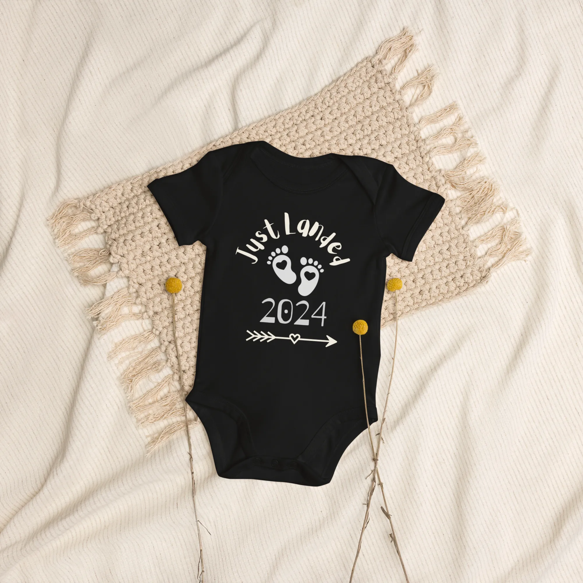 Just landed, Organic cotton baby bodysuit