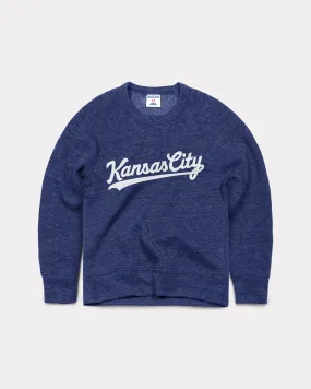 Kids Kansas City Script Navy Crewneck
