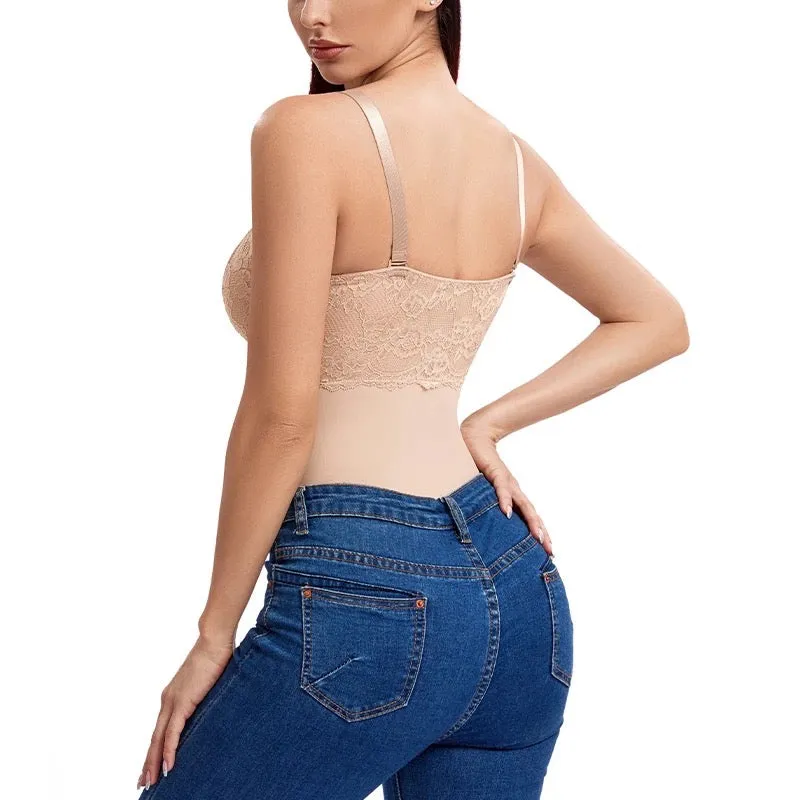 Lace Tummy Control Slimming Thong Bodysuit Shapewear