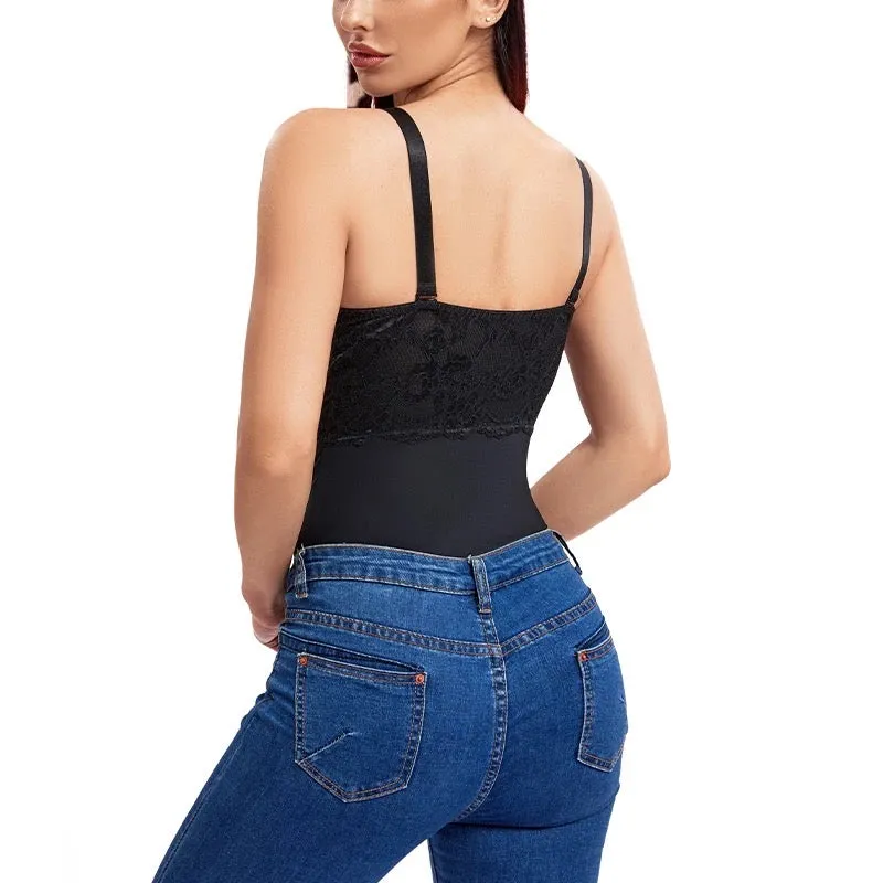 Lace Tummy Control Slimming Thong Bodysuit Shapewear