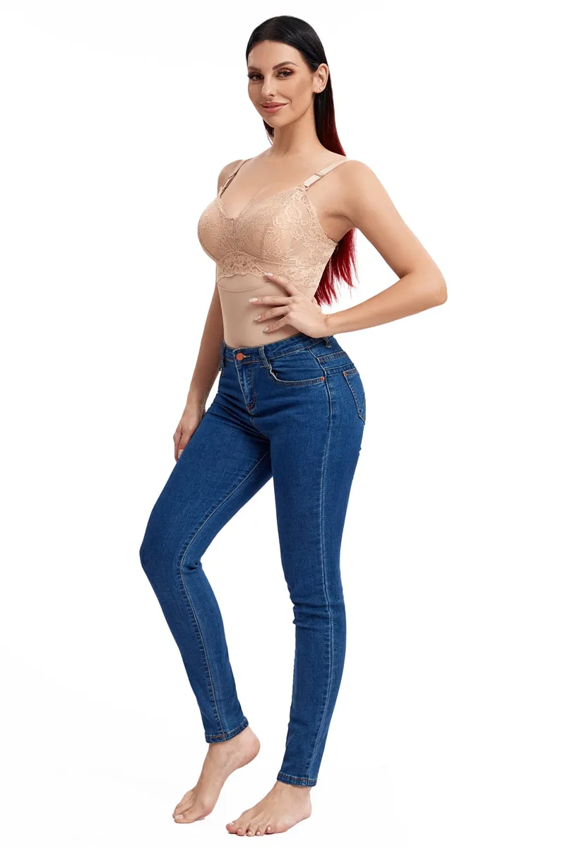 Lace Tummy Control Slimming Thong Bodysuit Shapewear