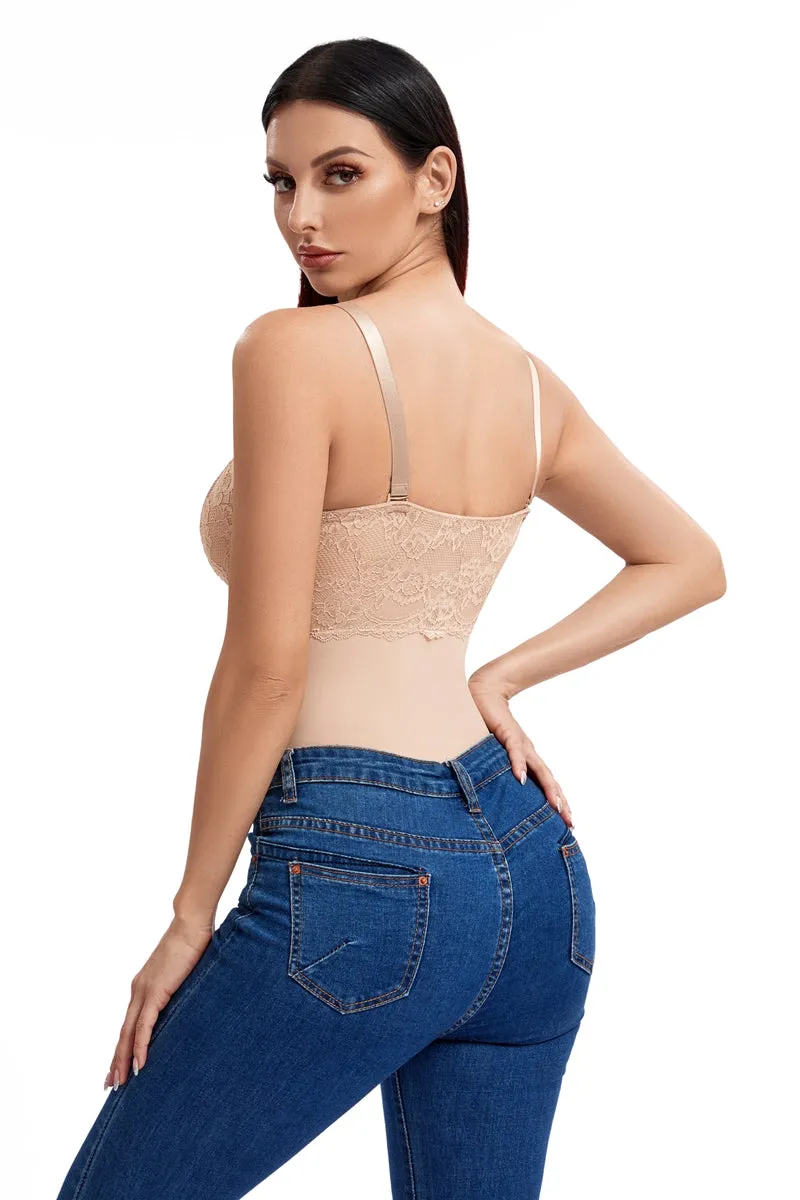 Lace Tummy Control Slimming Thong Bodysuit Shapewear