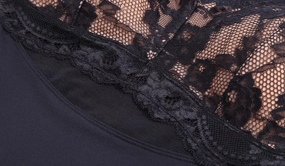 Lace Tummy Control Slimming Thong Bodysuit Shapewear