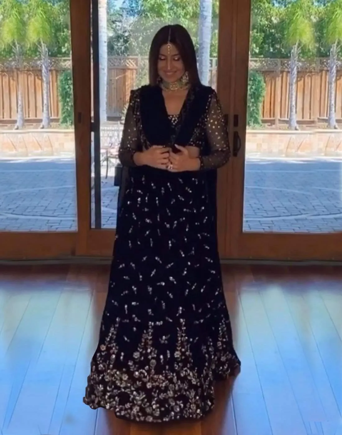Lehenga Choli in Navy Blue Color with Sequence and Embroidery Work