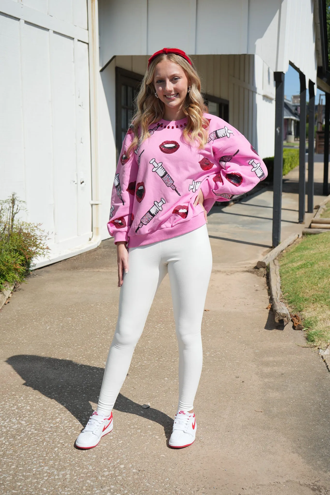 Lip & Syringe Sweatshirt - Pink [Queen of Sparkles]
