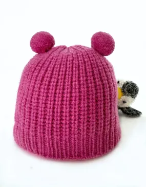 Little Cashmere Beanie with Pom Pom Ears in Operetta