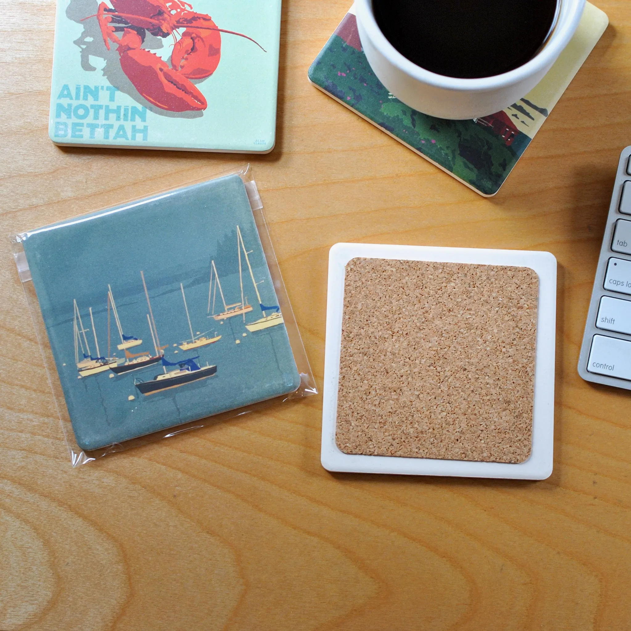Lobstering at Cape Ann Art Drink Coaster - Massachusetts