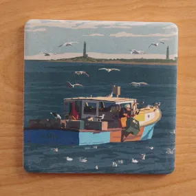 Lobstering at Cape Ann Art Drink Coaster - Massachusetts