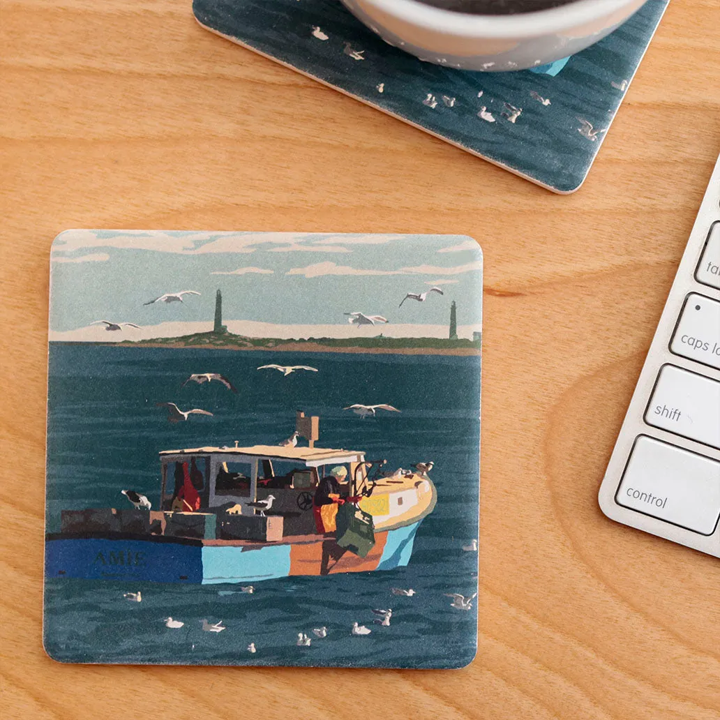 Lobstering at Cape Ann Art Drink Coaster - Massachusetts