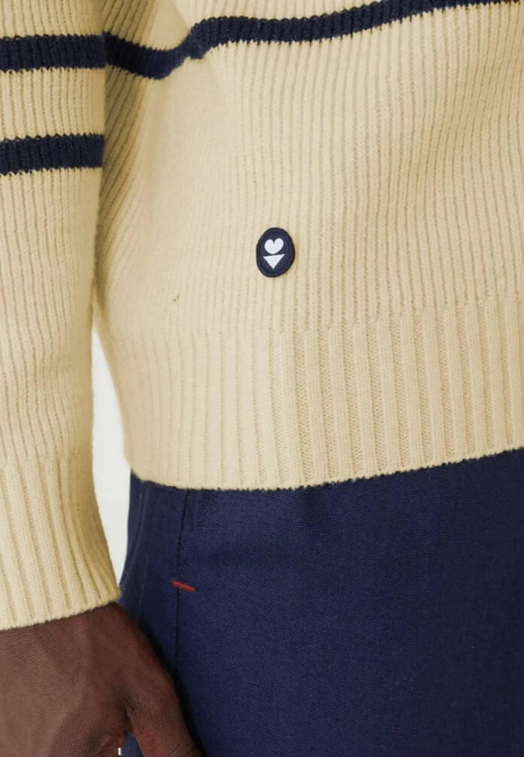 Lude Marinière Ecru Marine - Pull Mixte En Laine Française