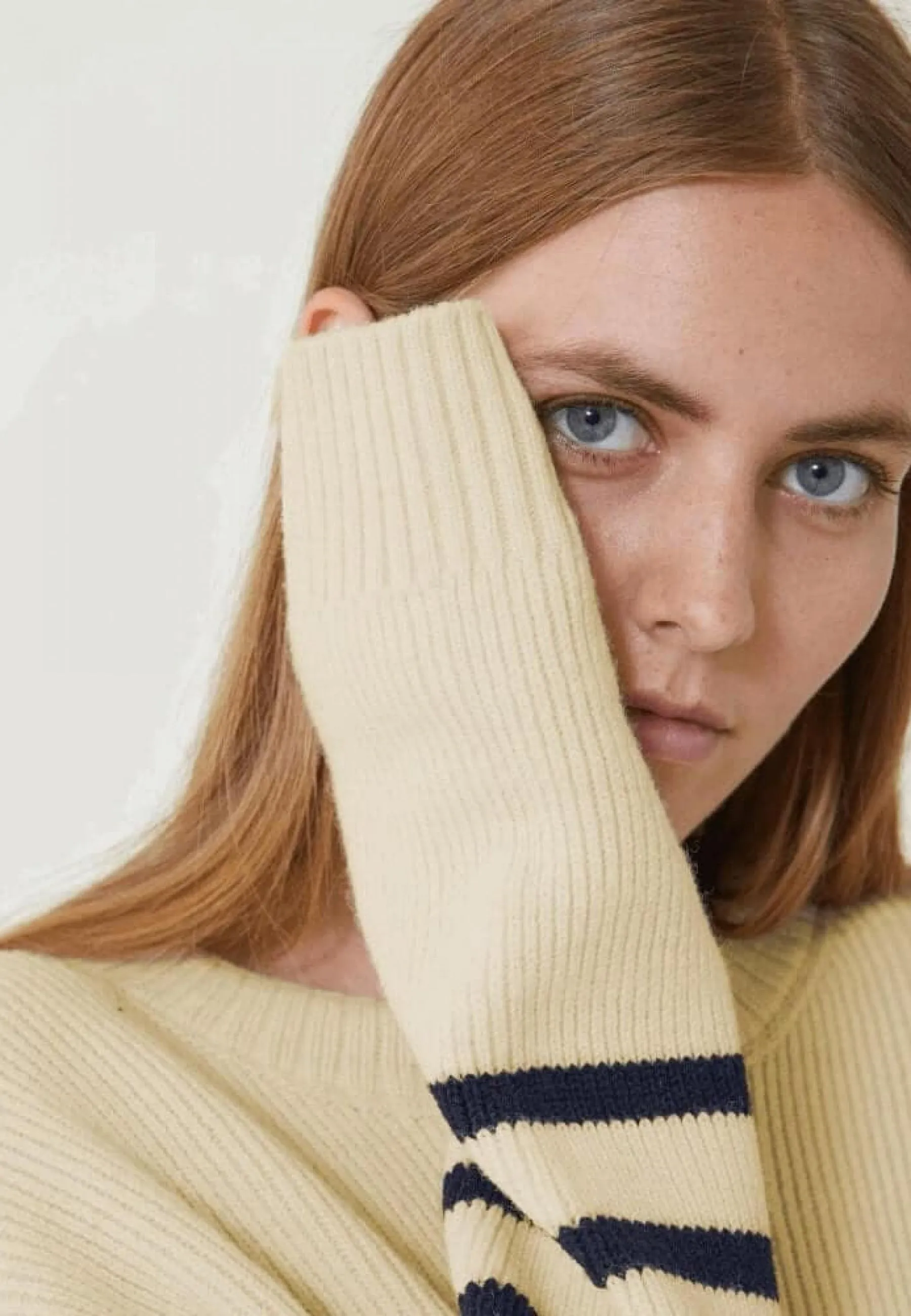 Lude Marinière Ecru Marine - Pull Mixte En Laine Française